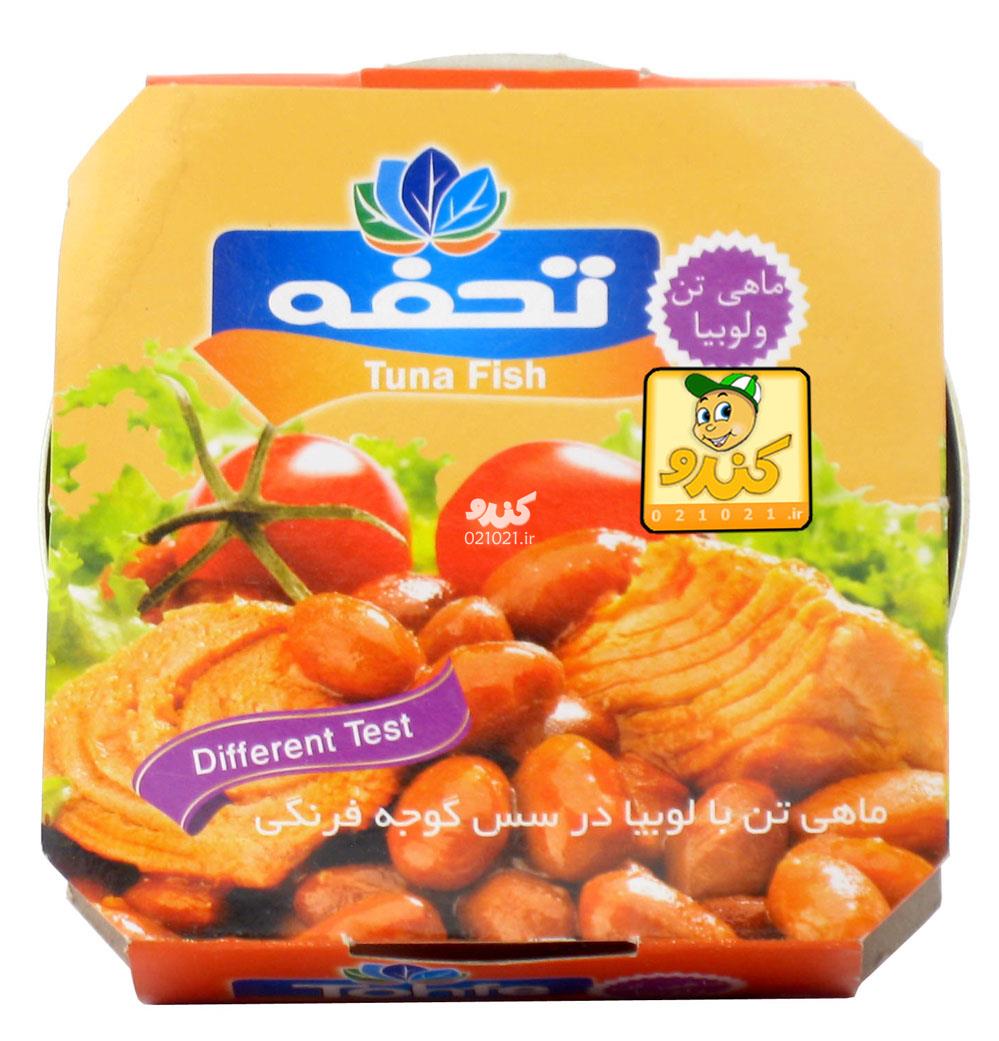 تصویر بزرگ‌شده تن ماهی و لوبیا در سس گوجه فرنگی 160 گرمی تحفه 