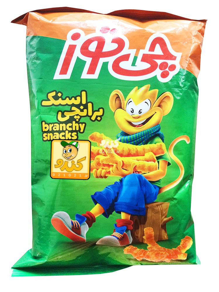 تصویر بزرگ‌شده اسنک حجیم شده بلغور ذرت با طعم پنیر برانچی 50 گرمی چی توز