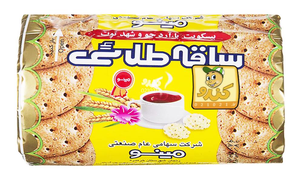 تصویر بزرگ‌شده بیسکویت با آرد جو و شهد توت ساقه طلایی 190 گرمی مینو